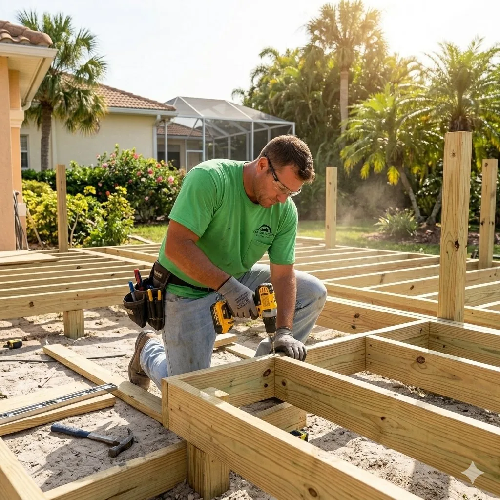 Custom wood deck construction in New Port Richey