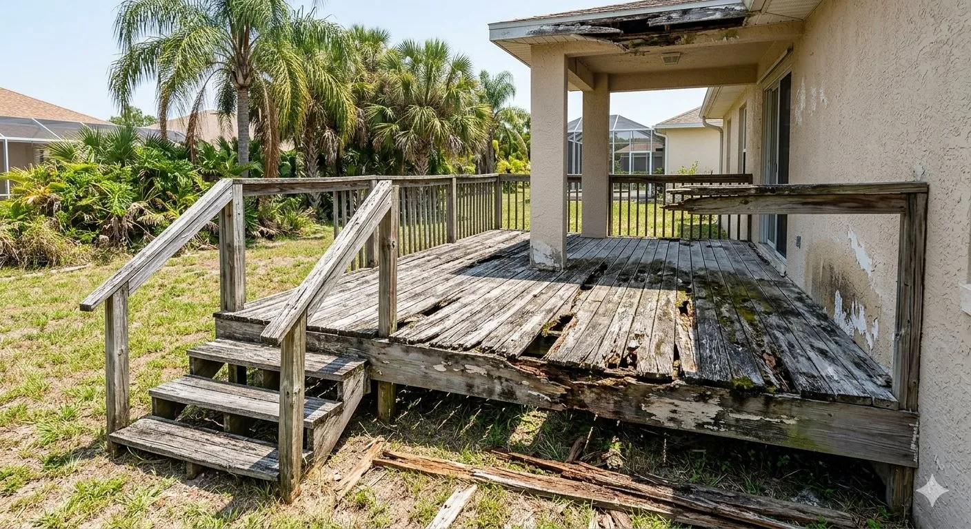 Deck repair and board replacement in Pasco County